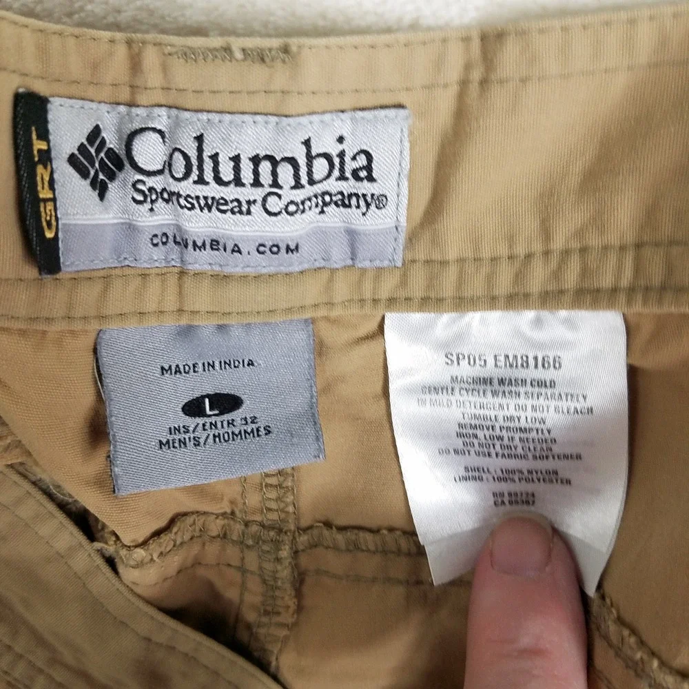 Columbia GRT‎ Omni-Dry Convertible Hiking Cargo Pants Mens Large Tan SP05 EM8166